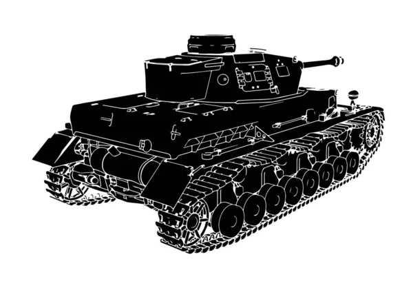 Silhouette Military Equipment Tank Vector — Stock Vector