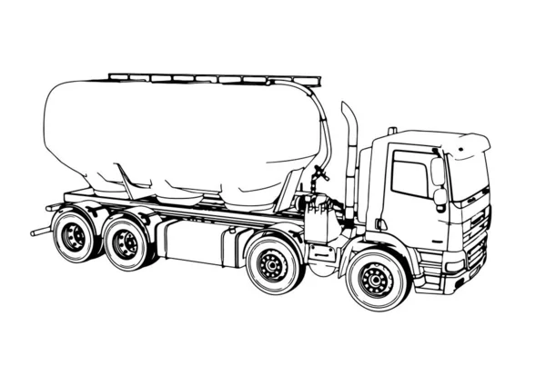 Sketch Truck Tank Vector White Background — Stock Vector