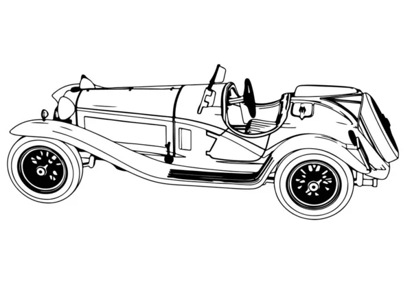 Skizze Eines Oldtimer Sportwagen Vektors — Stockvektor