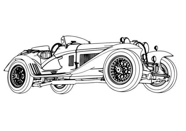 Croquis Vecteur Voiture Sport Vintage — Image vectorielle