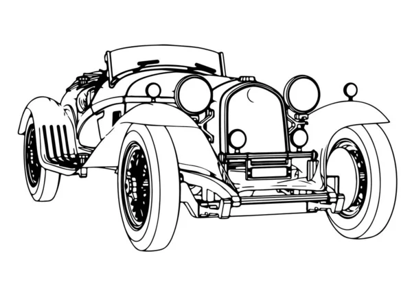 Bosquejo Vector Coches Deportivos Vintage — Archivo Imágenes Vectoriales