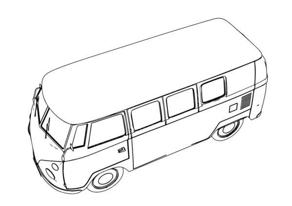 Sketch Bus Vettore Viaggio — Vettoriale Stock