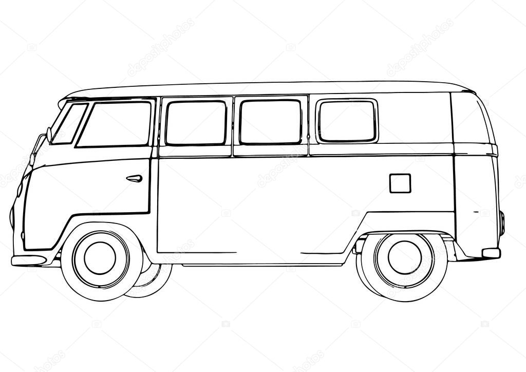 sketch bus for travel vector
