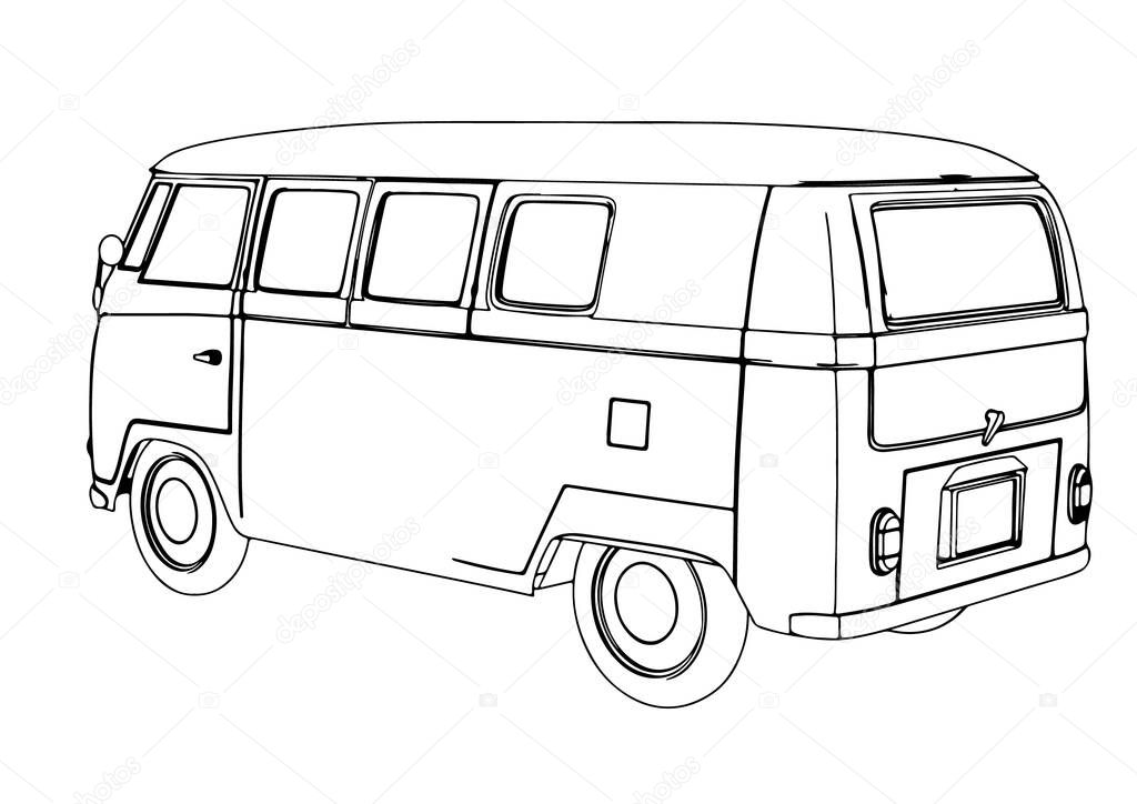 sketch bus for travel vector