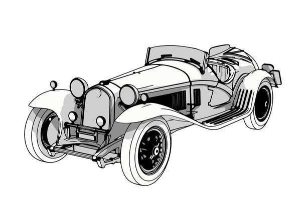 Oldtimer Sportwagen Vektor Auf Weißem Hintergrund — Stockvektor