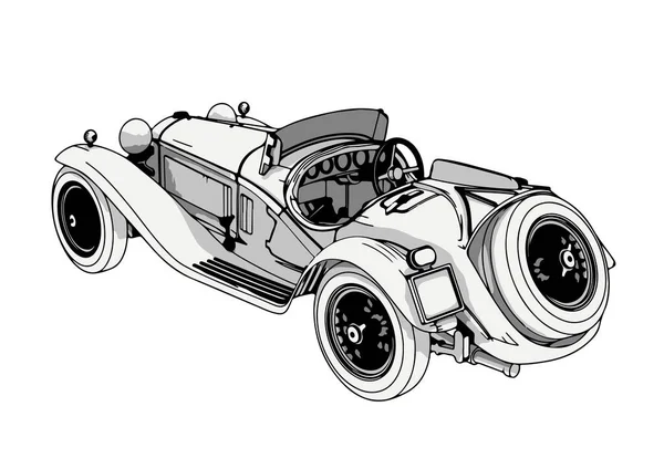 Vector Vintage Coche Deportivo Sobre Fondo Blanco — Archivo Imágenes Vectoriales