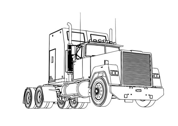 Sketch Camion Vecteur Sur Fond Blanc — Image vectorielle