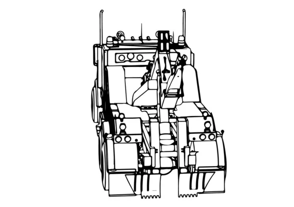Szkic Drogowy Wektor Ciężarówki Białym Tle — Wektor stockowy