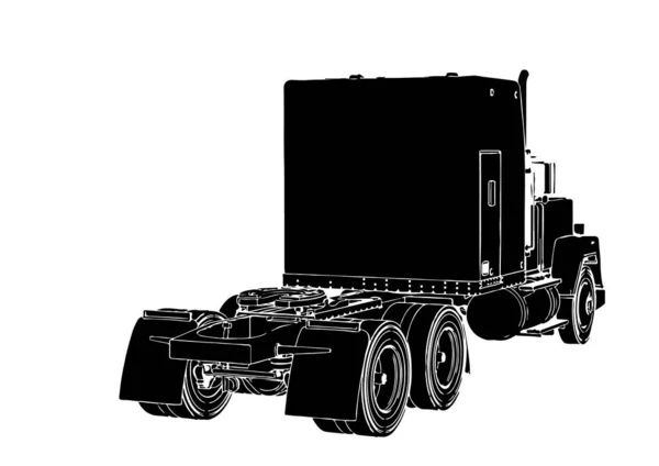 Silhouette Camion Vectoriel Sur Fond Blanc — Image vectorielle