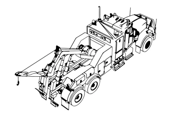 Croquis Route Camion Vecteur Sur Fond Blanc — Image vectorielle