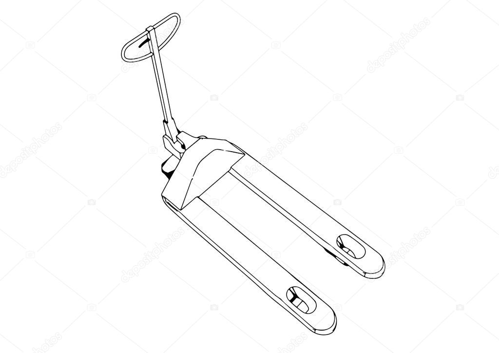 sketch pallet truck vector on a white background