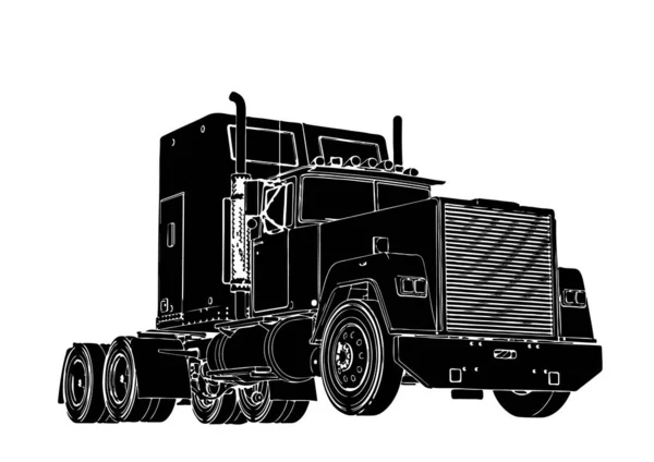 Silhouette Camion Vectoriel Sur Fond Blanc — Image vectorielle