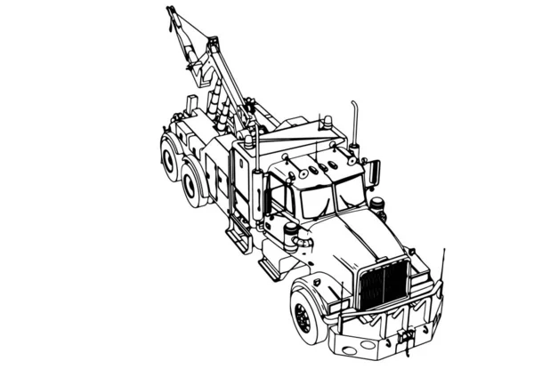 白色背景上的素描公路卡车矢量 — 图库矢量图片