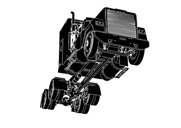 白い背景にベクトルトラックのシルエット — ストックベクタ