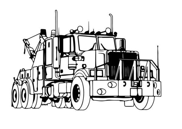 Croquis Route Camion Vecteur Sur Fond Blanc — Image vectorielle