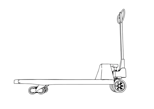 Croquis Vector Transpaleta Sobre Fondo Blanco — Vector de stock