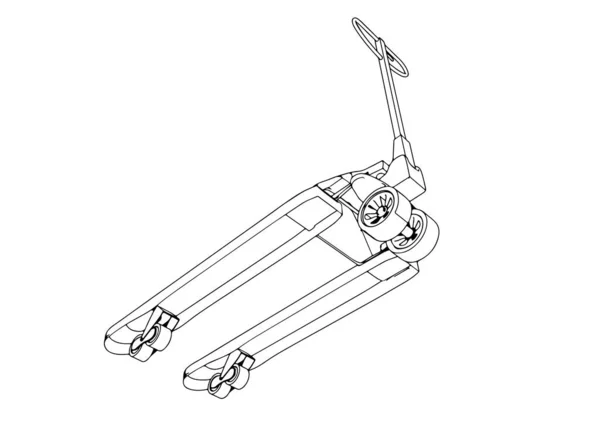 Esboço Palete Caminhão Vetor Fundo Branco — Vetor de Stock