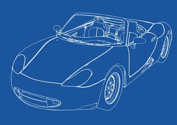 Desenho Carro Esportivo Vetor Fundo Azul — Vetor de Stock