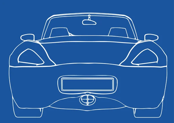 Tekening Van Een Sportwagen Een Blauwe Achtergrond Vector — Stockvector