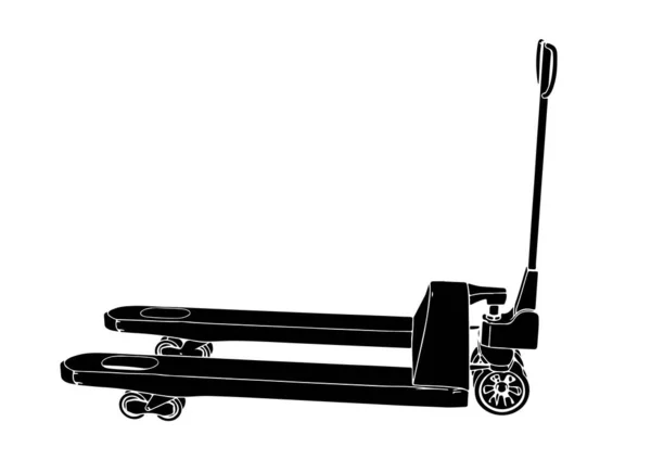 Silhouette Hand Truck Vector White Background — Stock Vector