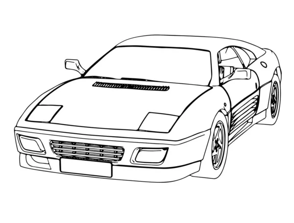 Boceto Del Coche Deportivo Vector Fondo Blanco — Vector de stock