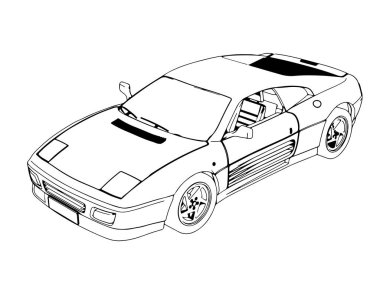Beyaz arkaplan vektöründeki spor arabanın çizimi