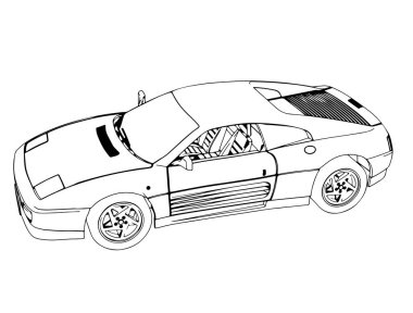 Beyaz arkaplan vektöründeki spor arabanın çizimi