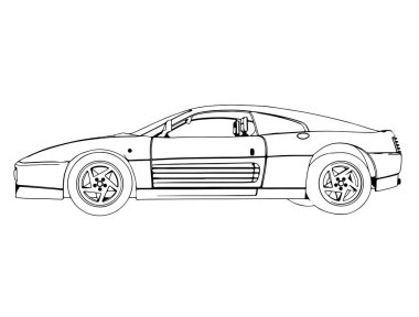 Beyaz arkaplan vektöründeki spor arabanın çizimi