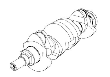 Beyaz arkaplanda krank mili vektörünü çiz