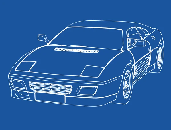 Рисование Спортивного Автомобиля Синем Фоне — стоковый вектор