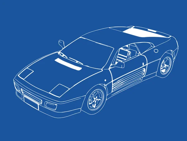 Рисование Спортивного Автомобиля Синем Фоне — стоковый вектор