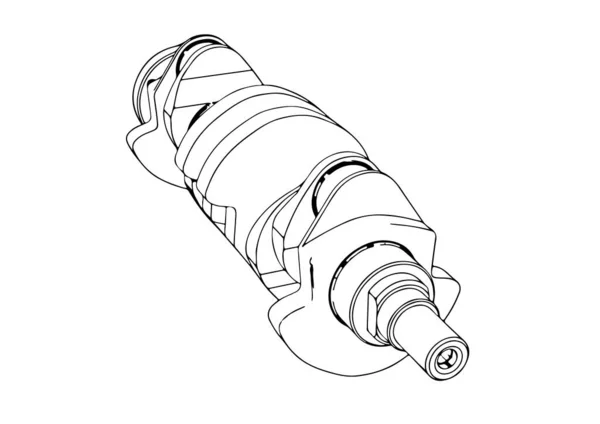 Boceto Cigüeñal Vector Sobre Fondo Blanco — Archivo Imágenes Vectoriales