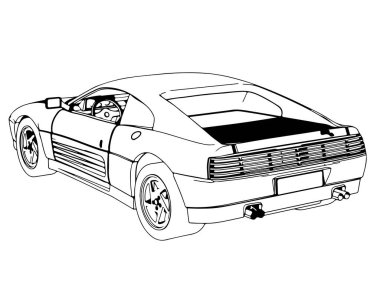 Beyaz arkaplan vektöründeki spor arabanın çizimi