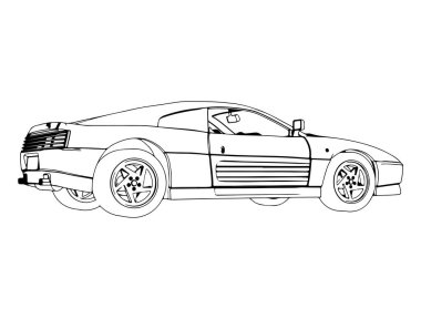 Beyaz arkaplan vektöründeki spor arabanın çizimi