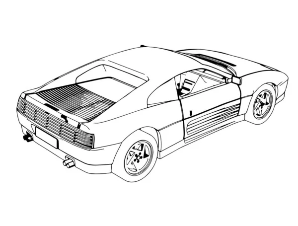 Boceto Del Coche Deportivo Vector Fondo Blanco — Vector de stock