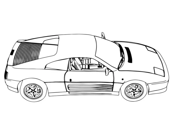 Esboço Carro Esportivo Vetor Fundo Branco —  Vetores de Stock