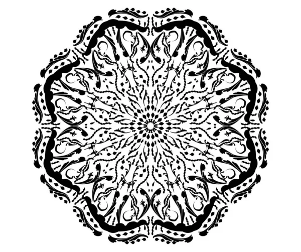 Cerchio Ornamento Nero Sfondo Bianco — Vettoriale Stock