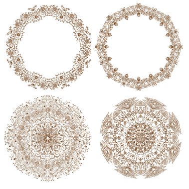 vektör, izole daire süslemesi kahverengi, ayarla