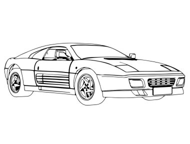 Beyaz arkaplan vektöründeki spor arabanın çizimi