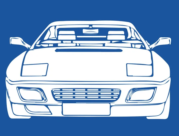 Weiße Silhouette Eines Sportwagens Auf Blauem Hintergrund — Stockvektor