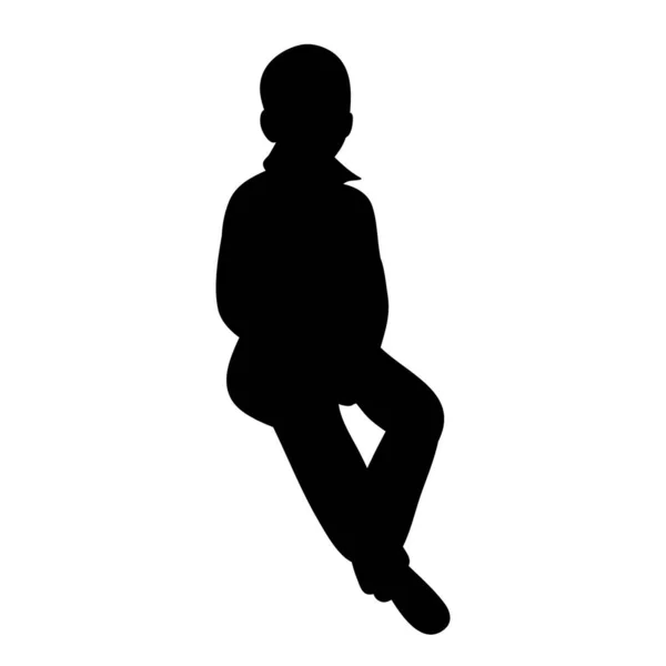 Isolierte Silhouette Eines Jungen Sitzend — Stockvektor