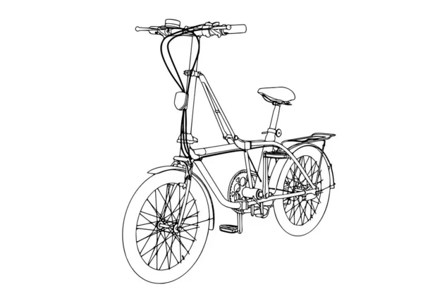 Croquis Vecteur Vélo Sur Fond Blanc — Image vectorielle