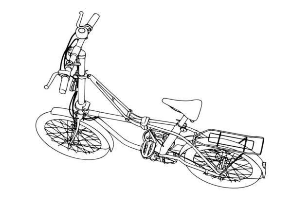 白地に自転車のベクトルを描く — ストックベクタ