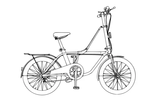 Croquis Vecteur Vélo Sur Fond Blanc — Image vectorielle