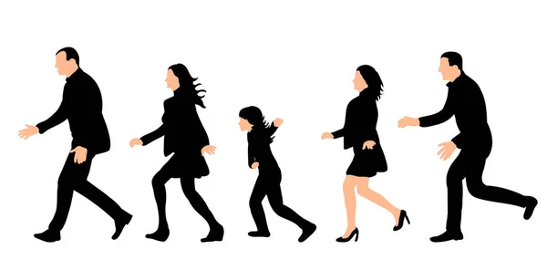 Silueta Aislada Personas Corriendo — Vector de stock