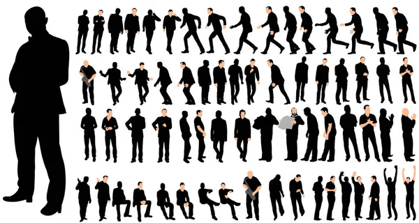 Vector Isolated Set Men Collection Silhouettes — Stock Vector