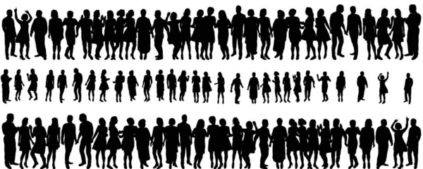 Isolated Silhouette Crowd People Collection — Stock Vector