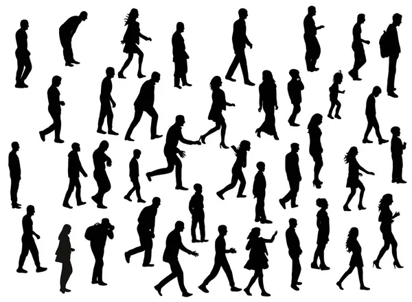Collection Silhouettes Personnes Marchant — Image vectorielle