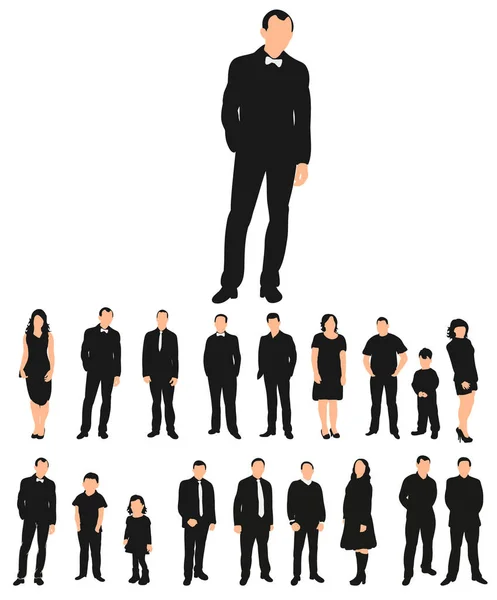 一组人 男人和女人的孤立的矢量轮廓 — 图库矢量图片