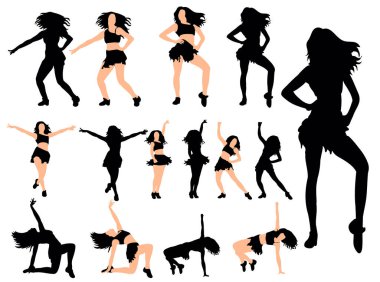 Dans eden seksi bir kızın silueti.